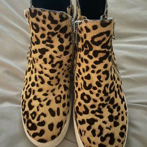 Steve Madden ankle boots, cheetah print, cow hair upper